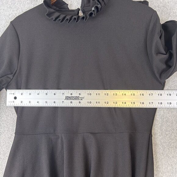 Zara Mini Dress Women's Large Black Flared Ruffle Stretch Keyhole Back Modern - Picture 6 of 10